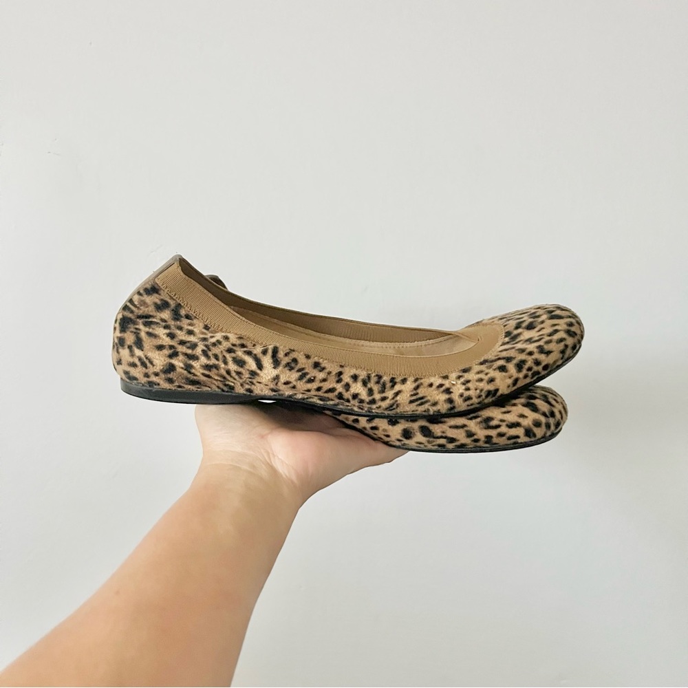 Stuart Weitzman Animal Print Soft Ballet Flats Brown Cheetah Furry Exterior 8